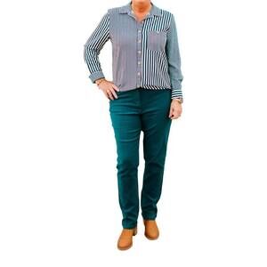NEW MULTIPLES zip front ankle jeans in deep green